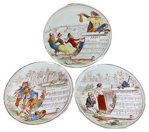 Wall Plates on Opera Music by Crei Montereau, 19th Century, Set of 3