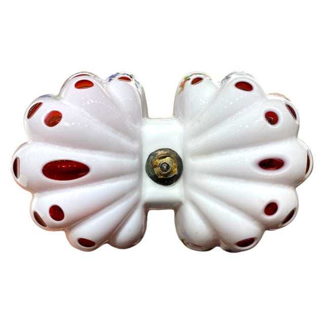 Antique Viennese Biedermeier Ruby Opaline Glass Bonbon Dish With Gilt Floral Enamel Decoration & Silver Handle, c.1830 For Sale - Image 13 of 16