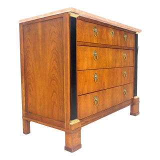 Baker 4 Drawer Marble Top Neoclassical Empire Revival Console Chest Dresser MINT For Sale