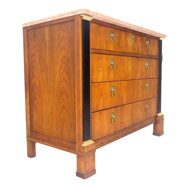 Baker 4 Drawer Marble Top Neoclassical Empire Revival Console Chest Dresser MINT For Sale