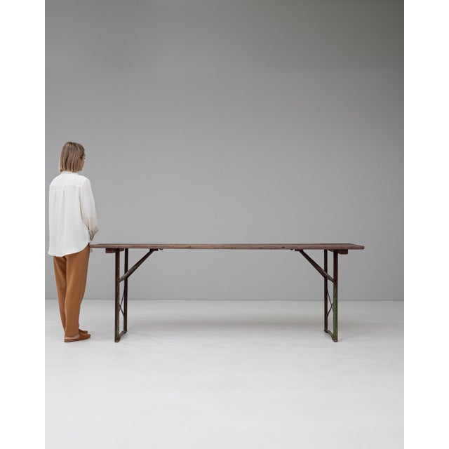 20th Century French Metal & Wooden Folding Garden Table For Sale - Image 17 of 18