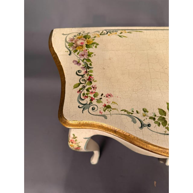 Cream Italian Polychrome Side Table With Drawer, Early 20th Century For Sale - Image 8 of 18