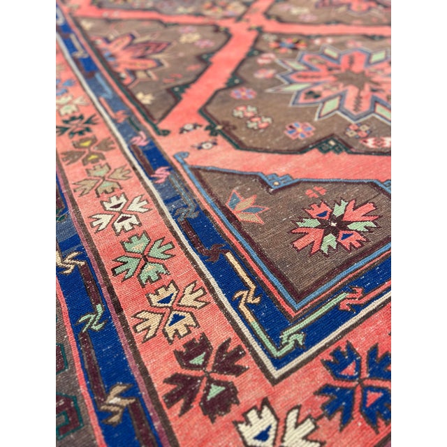 1940s Vintage Embroidery Persian Soumak Rug With Geometric Pattern For Sale - Image 9 of 9