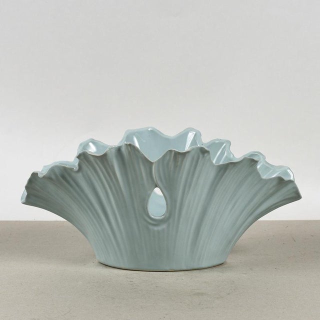 Henriette Glazed Ceramic Leaf Flower Vase For Sale - Image 5 of 9