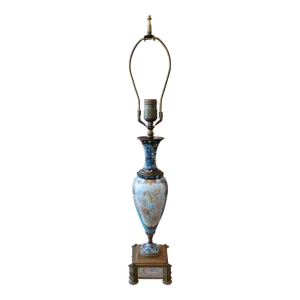 Antique French Sevres Jeweled Nude Girl Signed Cupid Lamp