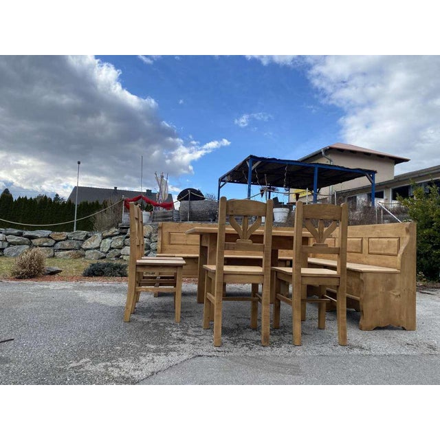 Brown Vintage Rustic Corner Dining Set, Set of 6 For Sale - Image 8 of 12