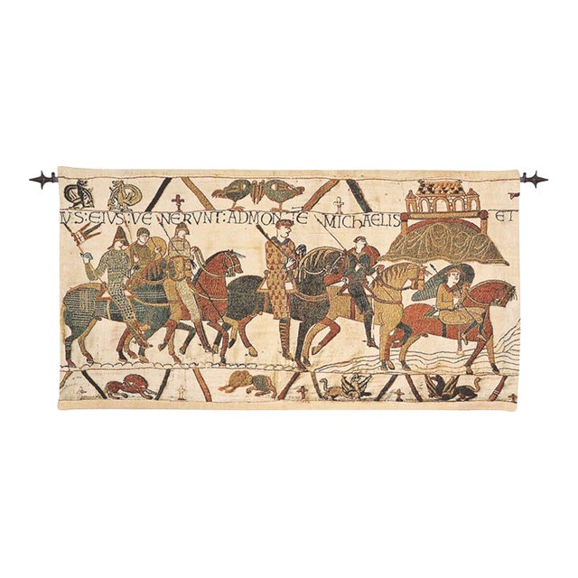 Bayeux - Mont St. Michel Loom Woven Tapestry - 92 X 175 Cm (3'0" X 5'9") - Requires Rod Size 4 For Sale