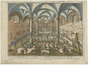 Perspective View of a Cannon Foundry, 1700s, Paper