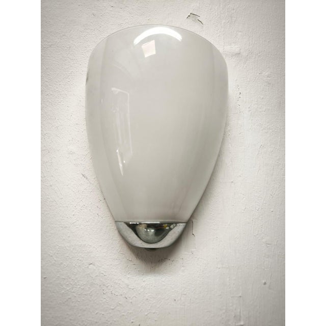 Chrome Wall Light with Opal Glass, 1990s For Sale - Image 4 of 5