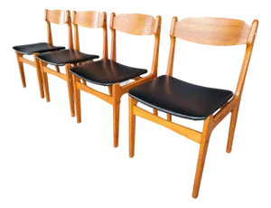 Set 4 Teak Danish Modern Dining Chairs Manner of Erik Buch 1960's