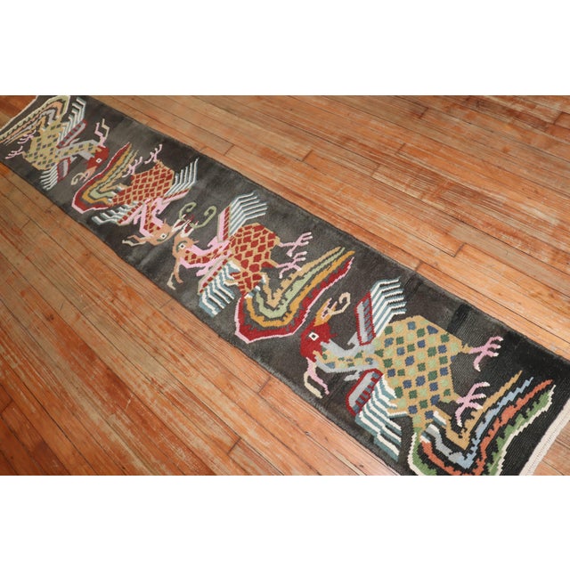 Vintage Zabihi Collection Narrow Tibetan Runner - 1'7" x 8'4" For Sale In New York - Image 6 of 7