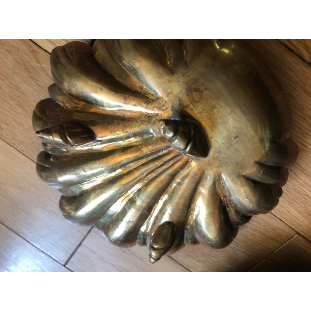 Solid Brass Clam Shell Footed Catchall Bowls / Dishes - a Pair For Sale - Image 9 of 9
