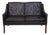 Model 2208 2-Seater Sofa in Black Leather by Børge Mogensen, 1990s For Sale