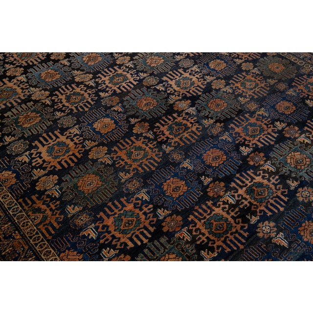 Blue Antique Persian Hamadan Wool Rug HandCrafted in the 1900s For Sale - Image 10 of 11