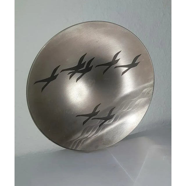 Mid-Century Silvered Ikora Wallplate With Wildgoose from WMF, 1960s For Sale - Image 4 of 4