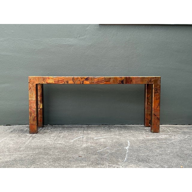 Vintage Copper and Brass Patchwork Console Table For Sale In West Palm - Image 6 of 12