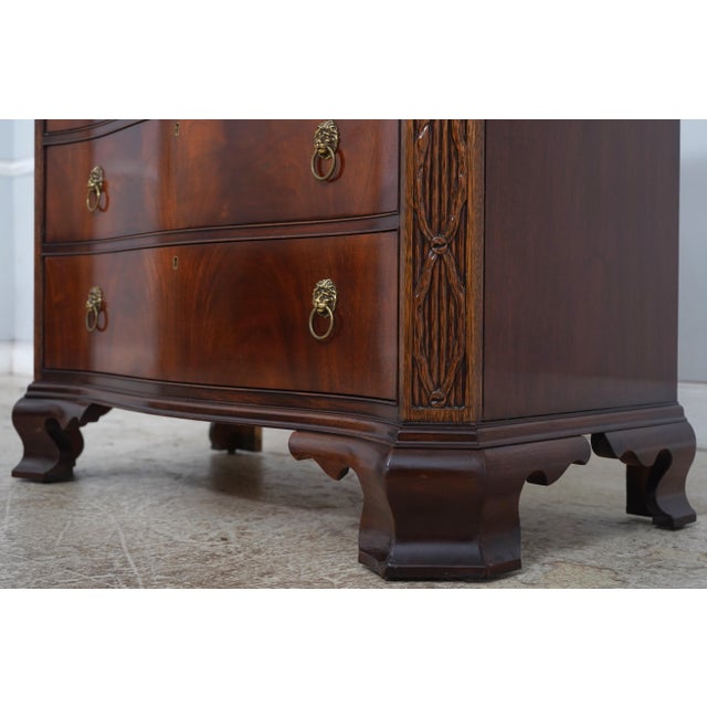 Hickory Chair Mahogany Serpentine Front Carved Chest For Sale - Image 9 of 17