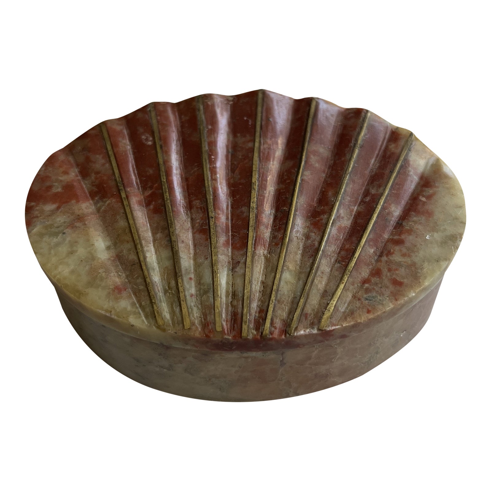 1960s Vintage Carved Soapstone Trinket Box With Brass Inlay Chairish