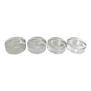 Orrefors Crystal Puck Votive Candle Holders. Set of Four. For Sale