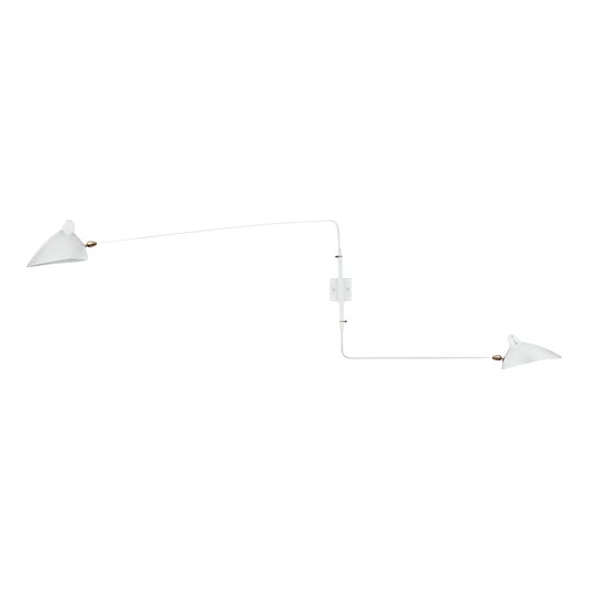 Mid-Century Modern White Rotating Straight Arms Wall Lamp from Serge Mouille For Sale