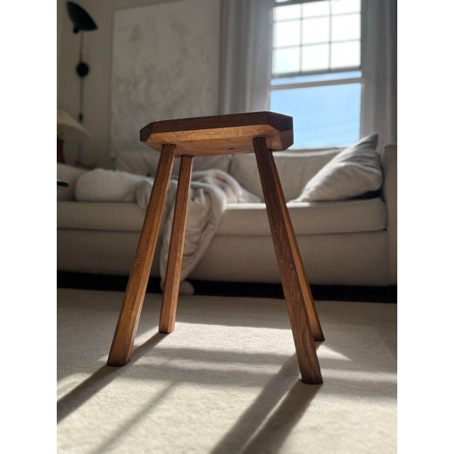 Wood Mid 20th Century French Elm Stool For Sale - Image 7 of 7