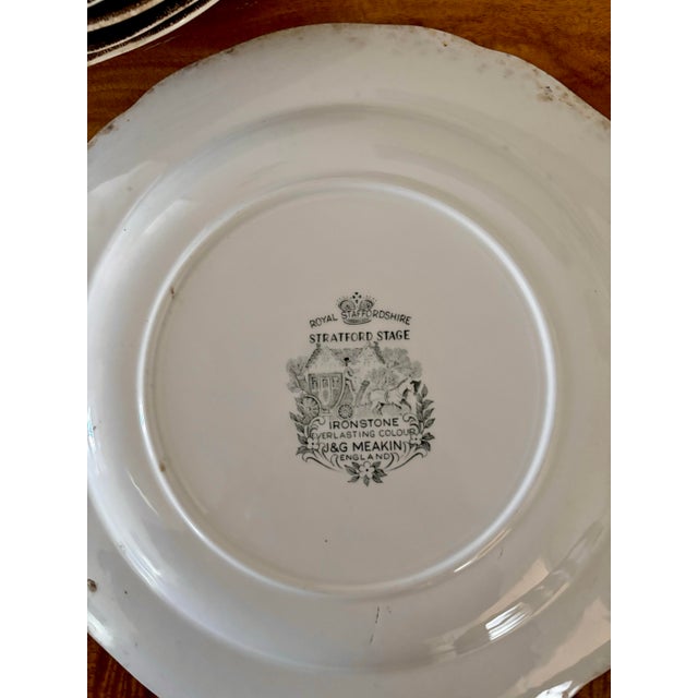 Brown Antique J & G Meakin Dinner Plates "Stratford Stage" - Set of 4 For Sale - Image 8 of 9