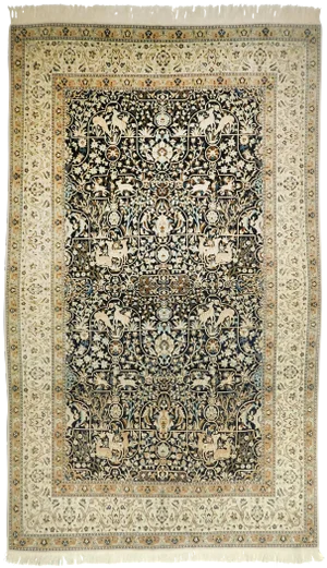 Persian Nain Wool Pile Rand Partial Silk Rug - 5'8"x 9'10"