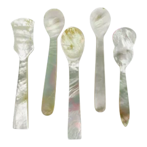 Vintage Mother of Pearl Varied Caviar Serving Spoons -Set of 5
