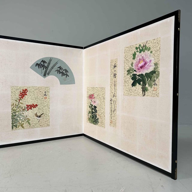Decorative Japanese Folding Screen, 1980s For Sale - Image 3 of 18