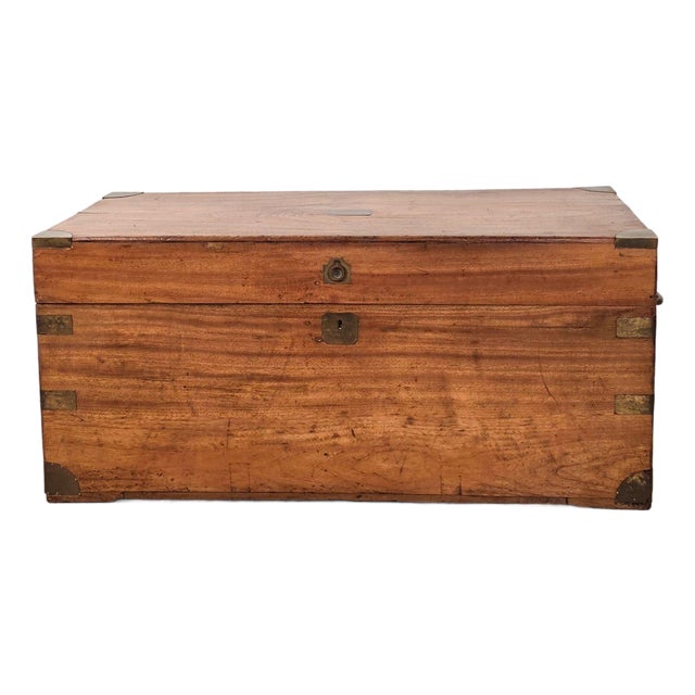 Chinese Camphor Brass Mounted Campaign Trunk, Circa 1890 For Sale