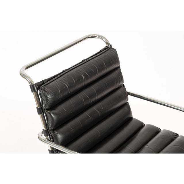 Metal Mid Century Mr Black Leather Arm Chairs by Mies Van Der Rohe for Knoll For Sale - Image 7 of 15