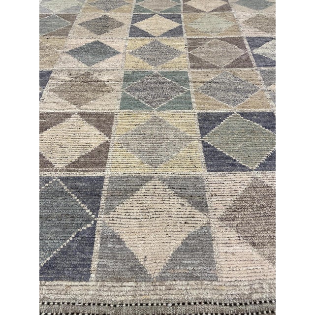 HandCrafted Modern Geometric Moroccan Style Wool Rug For Sale - Image 4 of 5