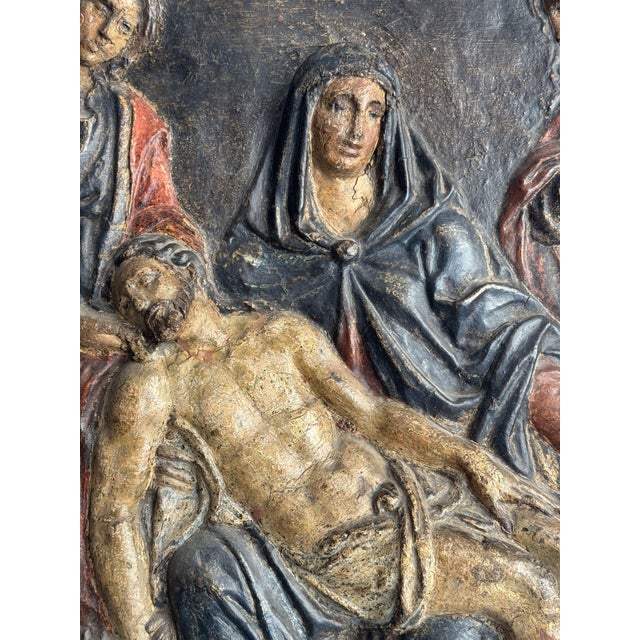17th Century Polychrome Papier-Mâché Depicting the Deposition of Christ with Wood, 1600s For Sale - Image 5 of 18