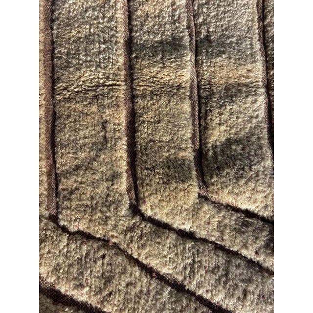 Cream Berber Modern Moroccan Mrirt Wool Rug For Sale - Image 8 of 13