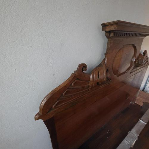 Brown Antique Walnut King Size Bed with Carved Scroll Headboard For Sale - Image 8 of 12