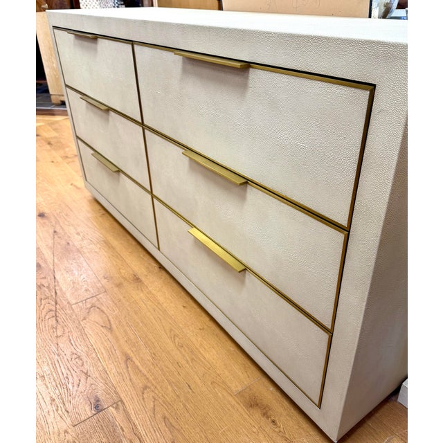 Early 21st Century Restoration Hardware Cela Faux Shagreen 6-Drawer Dresser For Sale - Image 5 of 7