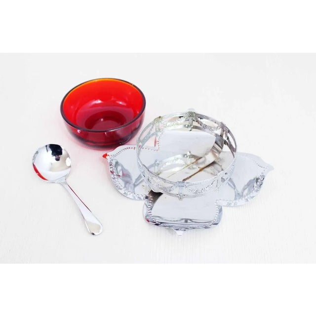 English Art Nouveau Silver Metal and Glass Sugar Bowl For Sale - Image 9 of 10