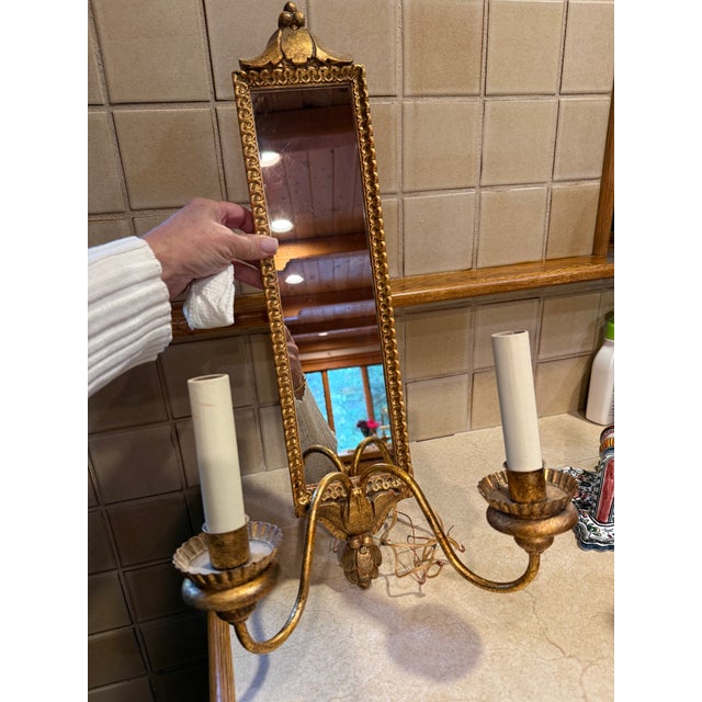 Vaughn Granville sconces(2)- on wall for 12 years. One in excellent condition and second has crack in mirror which...