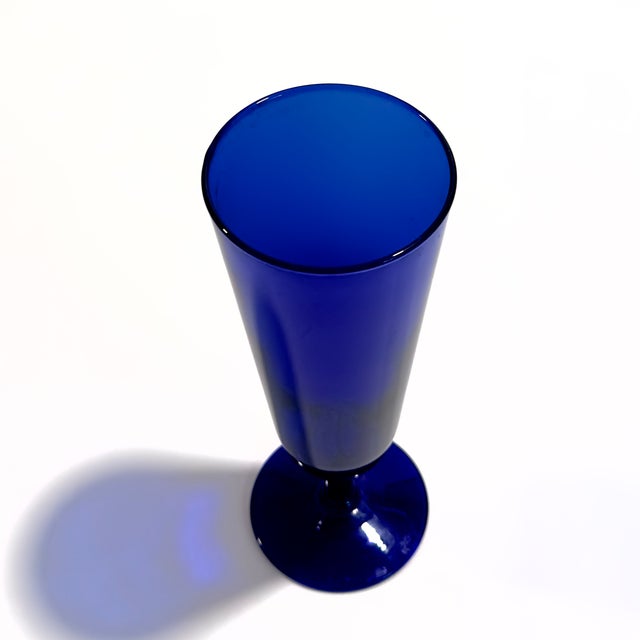 Mid-Century Modern Vintage Cobalt Blue Cocktail Glass Curation - Group of 6 For Sale - Image 3 of 12