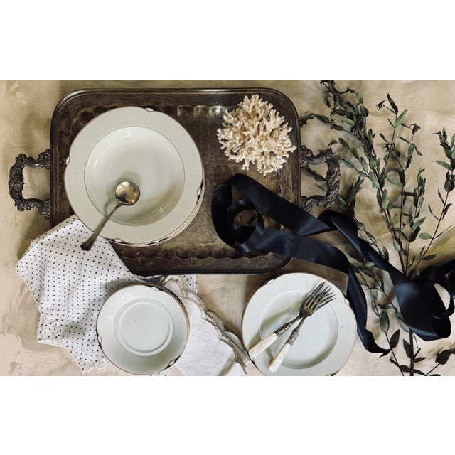 1990s Oscar De La Renta Black and Gold Seashell Bowls in Aegean Pattern - Set of 4 For Sale - Image 11 of 12