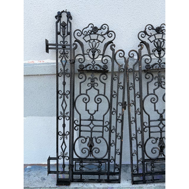Pair of Antique 1920’s Wrought Iron Pedestrian Garden Gates For Sale - Image 10 of 12