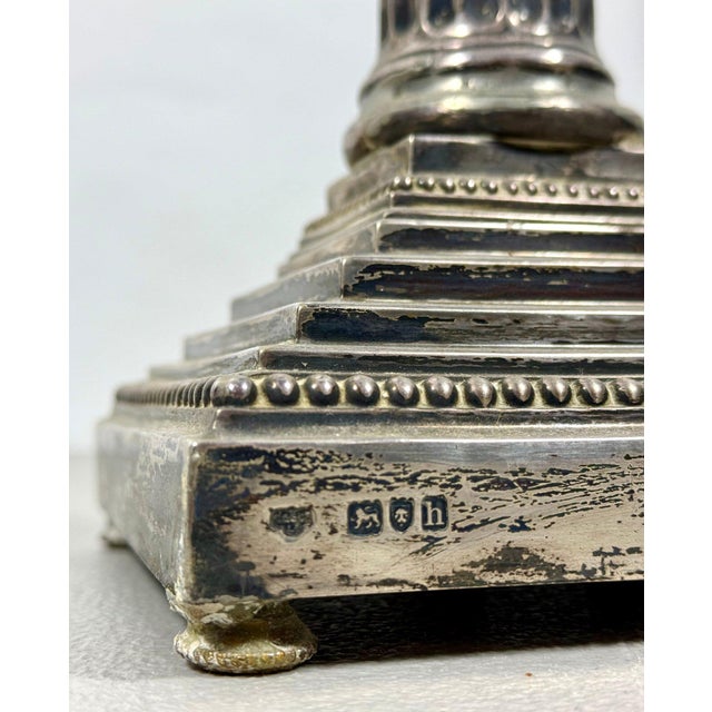 Stunning 29” 1875 Sheffield Sterling Silver And Cut Glass Corinthian Banquet Lamp This breathtaking 29 inch Victorian...