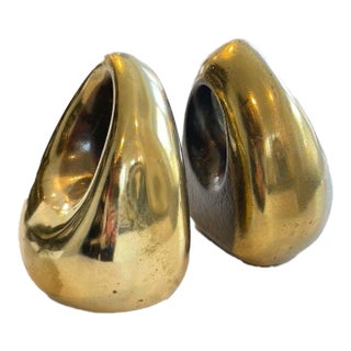 Mid 20th Century Ben Seibel Brass Bookends by Jenfred Ware, a Pair For Sale