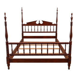 Antique Virginia Estate Walnut Queen Four-Poster Bed With Chippendale-Style Headboard For Sale