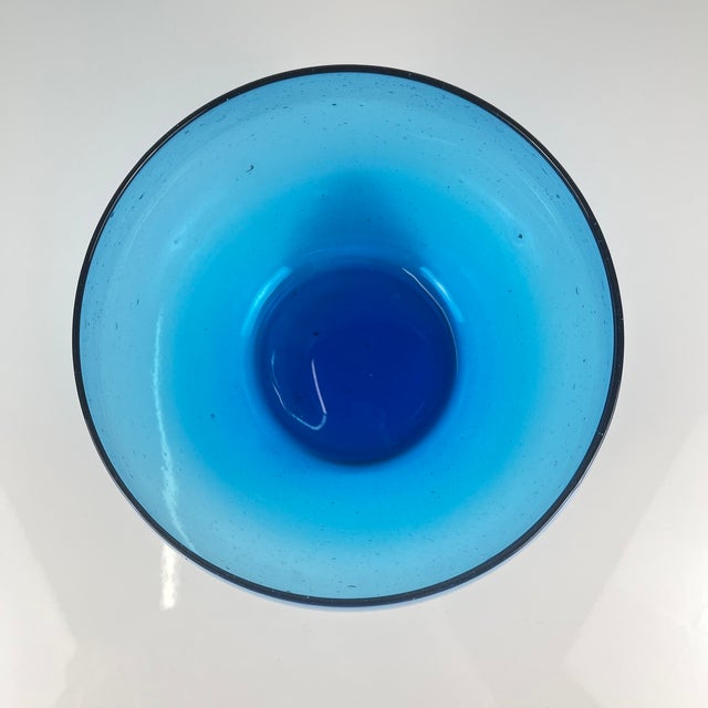 Glass Cobalt Blue Bubbled Glass Punch Set in the style of Biot, 1970, Set of 10 For Sale - Image 7 of 14