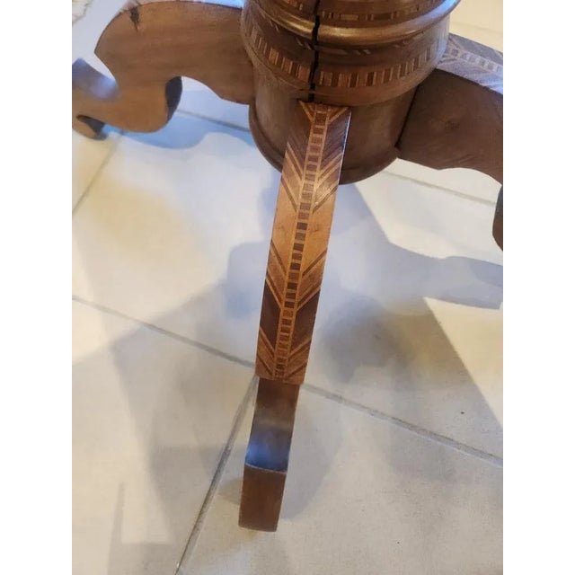 Wood Antique Side Table in Marquetry from Befos, 1800s For Sale - Image 7 of 9