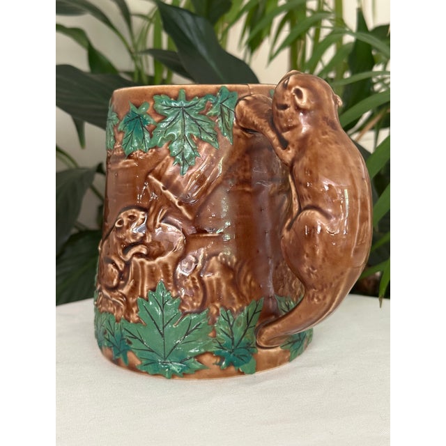Mid 20th Century Vintage Shafford Ceramic Beaver Mug Hand Painted Relief Art Pottery Stein For Sale - Image 5 of 11