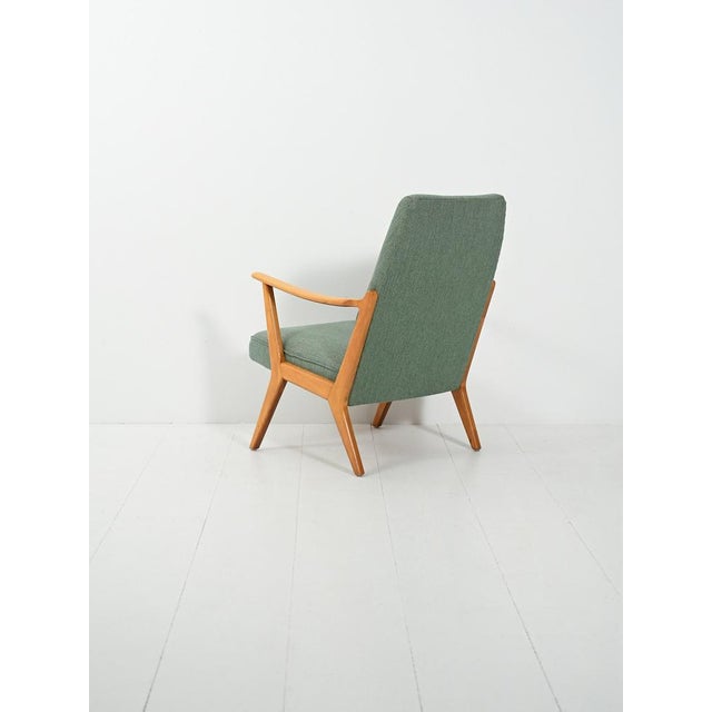 1950s Scandinavian Armchair in Sage Green Wool, 1960s For Sale - Image 5 of 11