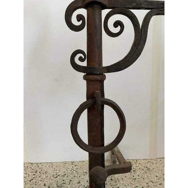 1920s Large Spanish Colonial Addison Mizner Palm Beach Workshop Style Andirons - a Pair For Sale - Image 12 of 13