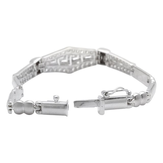 Stunning Natural Diamond 14k Solid White Gold Bracelet For Sale - Image 4 of 9
